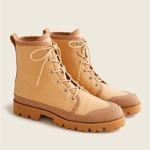 - JCREW canvas lug sole lace up boots size 10